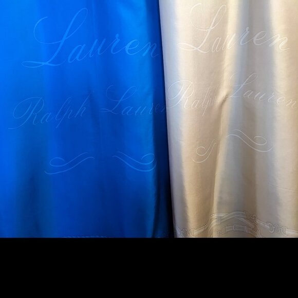 Ralph Lauren 2-Scarf Silk Set: Royal Blue + Champagne | 42” Square | New - Picture 6 of 10